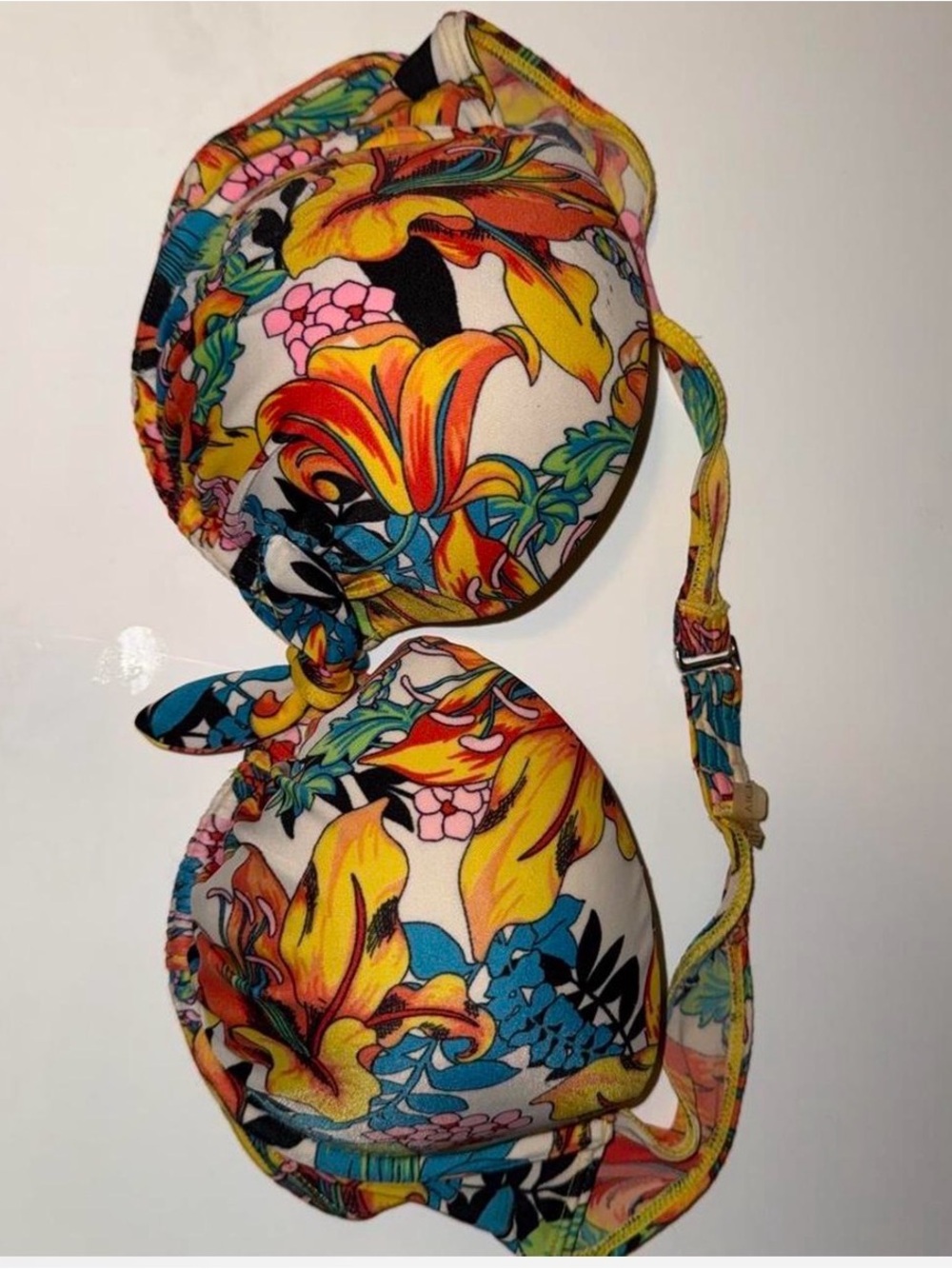 Vintage Victoria's Secret Floral Bikini Top in Yellow, Blue & Pink